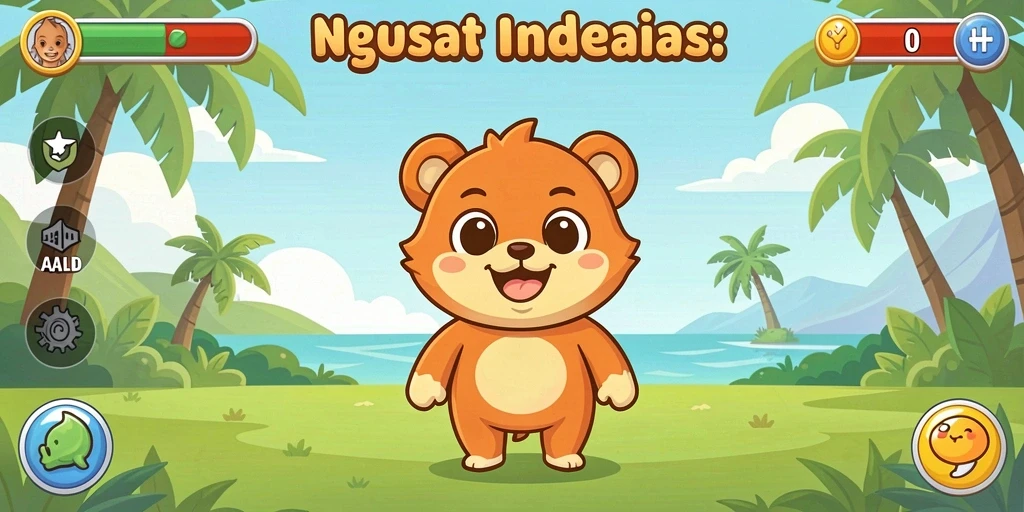 Tampilan layar awal yang penuh aksi dan warna.